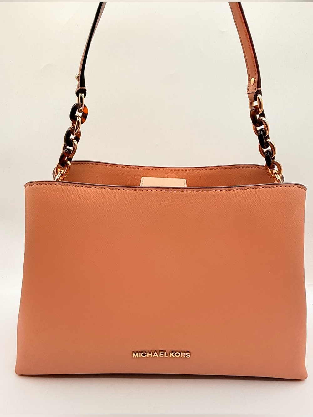 Michael Kors Portia Large East West Saffiano Leather Satchel Soft Pink Bag